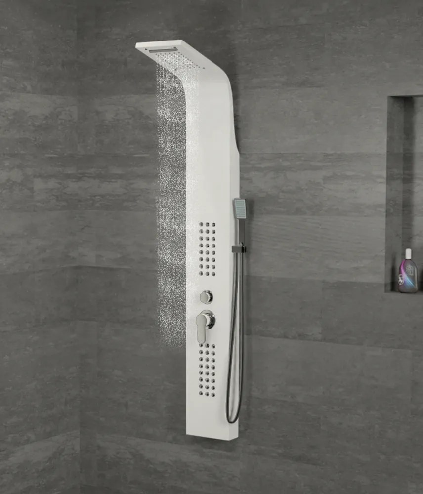 Alegre || White zuhanypanel, rozsdamentes acél