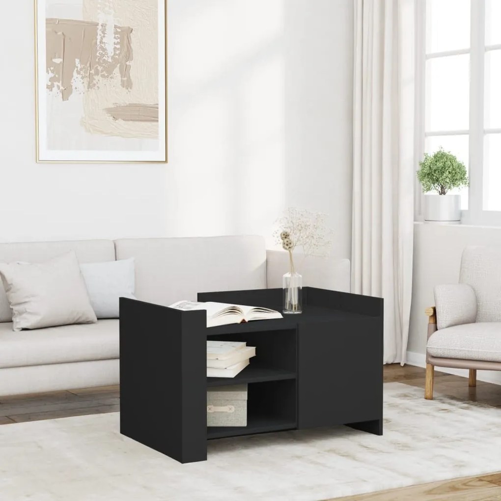 Fekete szerelt fa dohányzóasztal 80 x 50 x 50 cm