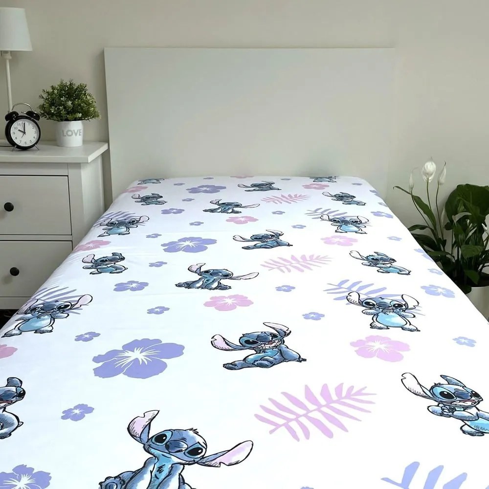 Gumis egyszemélyes pamut gyerek lepedő 90x200 cm Lilo and Stitch – Jerry Fabrics