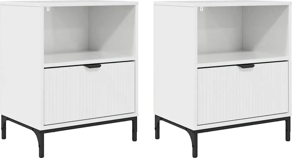 vidaXL Éjjeliszekrény 2 pcs Magasfényű fehér 49 x 36 x 61 cm Faanyag