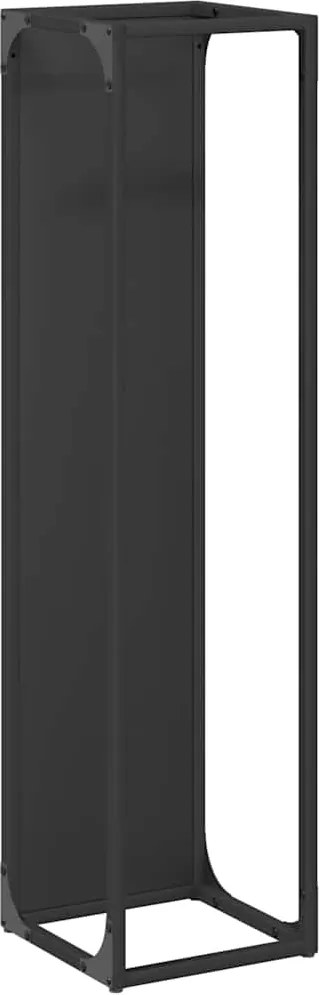 vidaXL fekete hidegen hengerelt acél tűzifatároló 25x25x100 cm