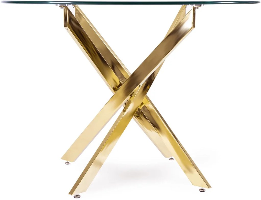 Elegáns Étkezőastzal Üveg/Arany. SALLO 110 cm