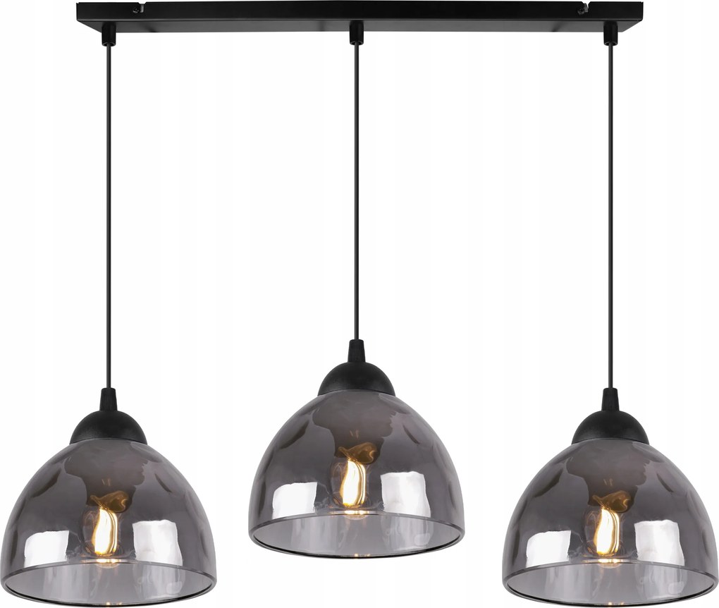 Mennyezeti Lámpa Lógó Csillár Díszléc Hármas Fekete Grafit Üveg