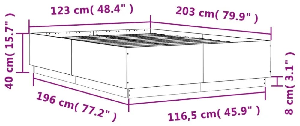 barna tölgyszínű szerelt fa ágykeret 120 x 200 cm