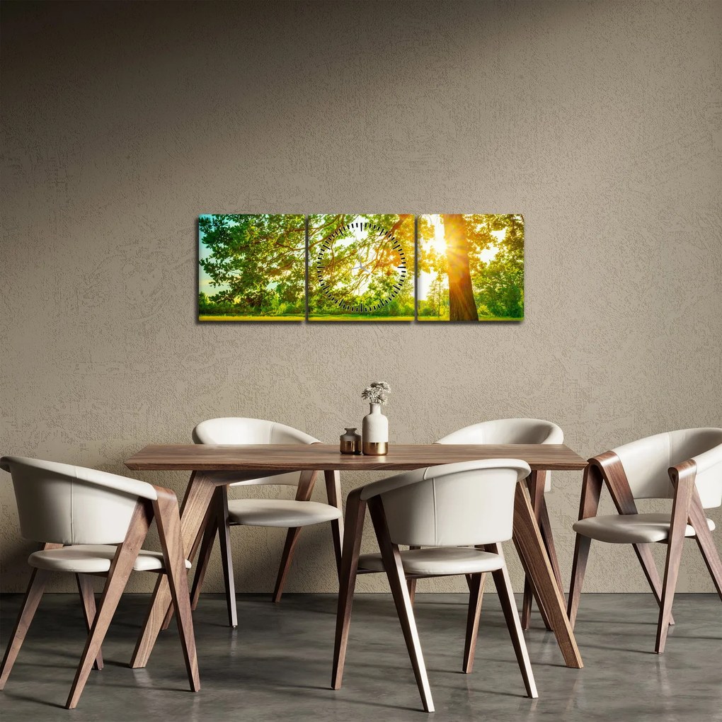 Kép - Sunny Forest (órával) (90x30 cm)