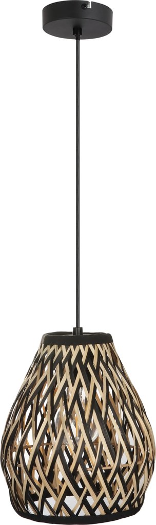 Boho természetes fonott bambusz függőlámpa 20cm fekete bambusz 342001-3