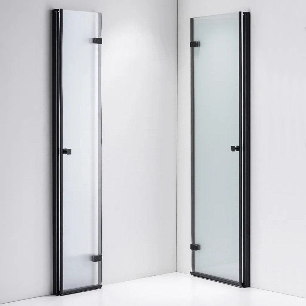 Stuxi Verona Duo Black 120x110 aszimmetrikus két csuklóajtós zuhanykabin 6 mm vízlepergető üveggel, fekete