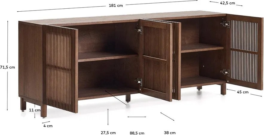 Sötétbarna komód diófa dekorral 181x71,5x42,5 cm Beyla – Kave Home