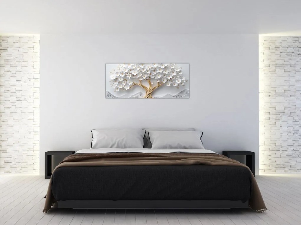 Kép – 3D elegáns életfa virágokkal (120x50 cm)