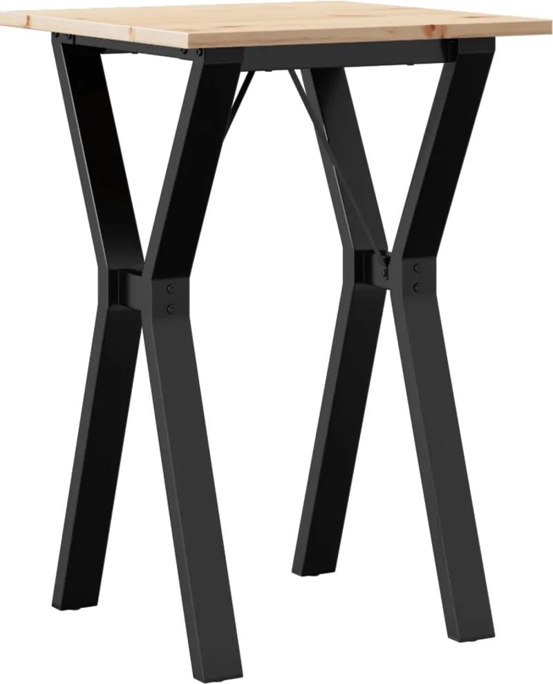 vidaXL tömör fenyőfa és acél étkezőasztal Y-vázzal 50x50x75 cm