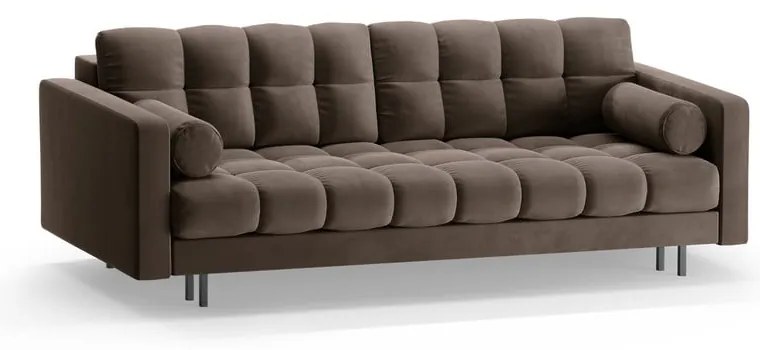 Barna bársony kinyitható tárolóhelyes kanapé 222 cm Bali – Cosmopolitan Design