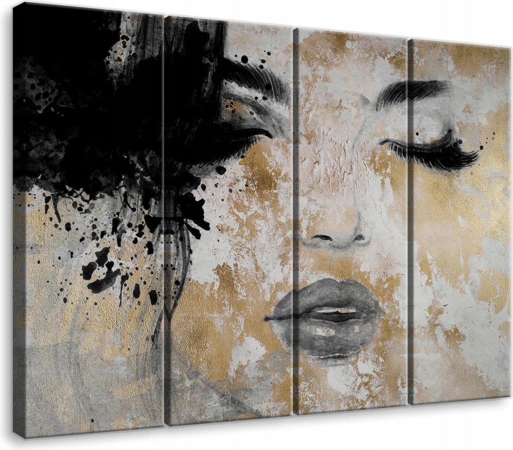 Vászonkép Nő Arc Vászon Fal 4 Részes Hálószoba Nappali 120x100