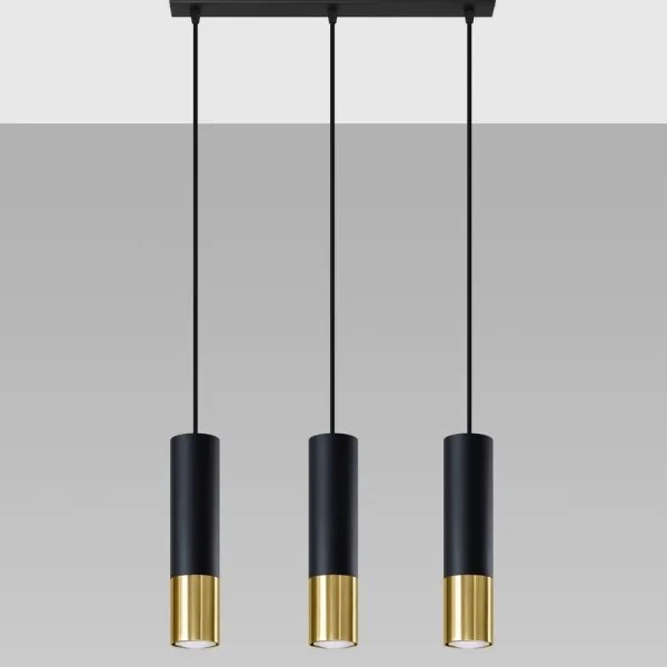 Sollux SL.0954 - Csillár zsinóron LOOPEZ 3xGU10/10W/230V fekete/arany