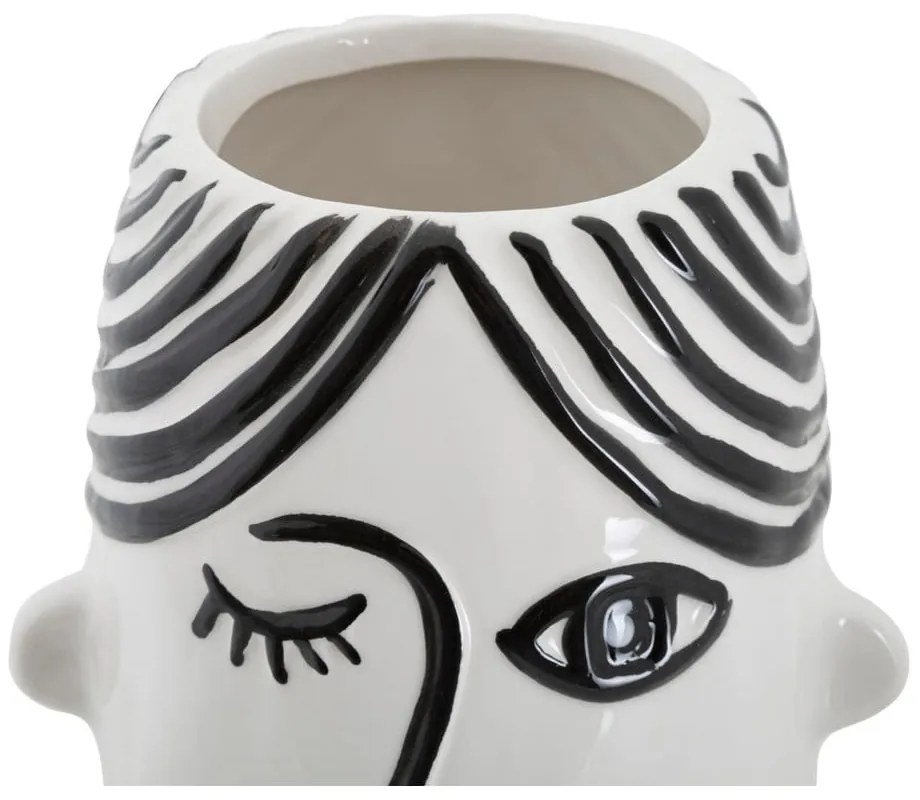 Face fekete-fehér porcelán váza - Mauro Ferretti