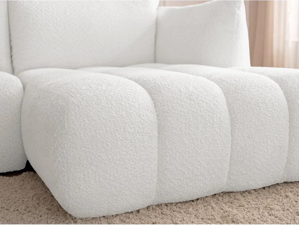 Fehér buklé sarokkanapé (jobb oldali-heverő résszel) Azra – Bobochic Paris