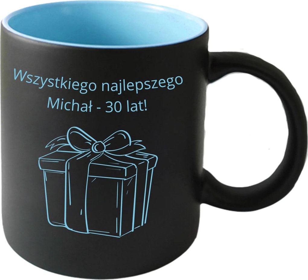 Bögre Matt Beltéri Kék Gravírozott Kerámia 325 ml, Ajándék, Születésnap