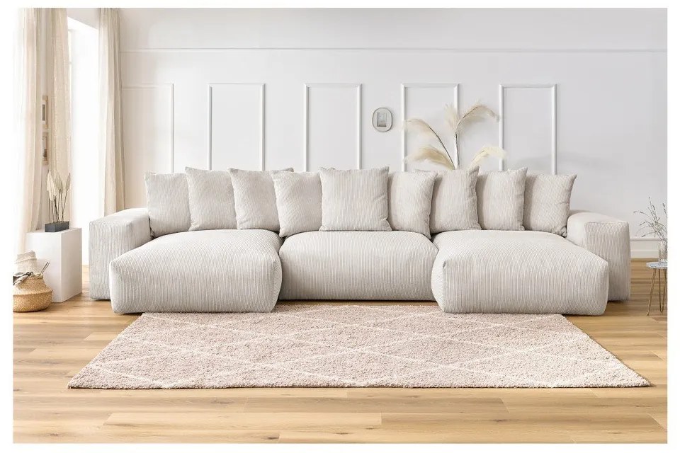 Krémszínű kordbársony sarokkanapé Voltaire – Bobochic Paris