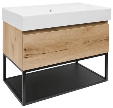 SAT B-WAY Fürdőszobaszekrény mosdóval 59x30x45 cm tölgy matt BWAY60OAKFU2