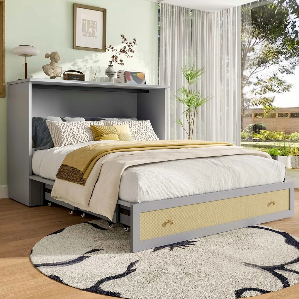 Murphy ágy 140x200 Falra szerelhető behúzható ágy Usb összecsukható ágy szürke