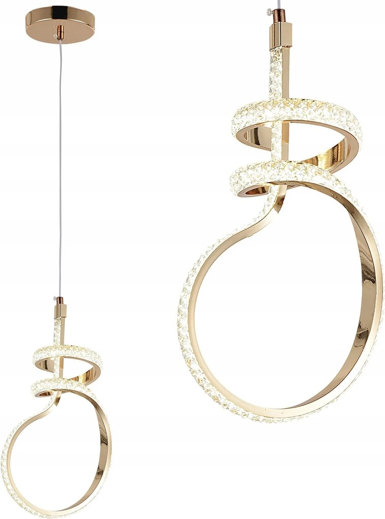 Modern arany Led lámpa lógó hurok kristályokkal fém akril