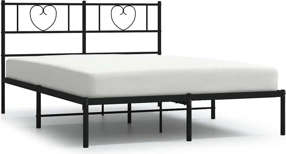 vidaXL fekete fém ágykeret fejtámlával 150 x 200 cm