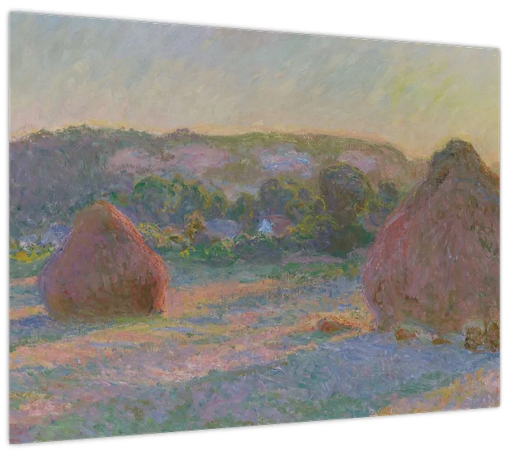 Üveg kép - Claude Monet, Stacks of Wheat (End of Summer) , reprodukciók (70x50 cm)