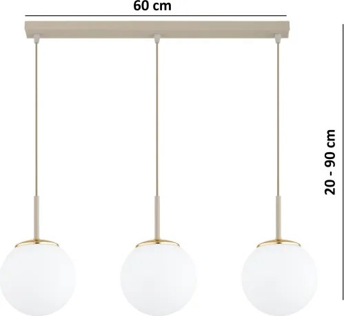 BRILAGI - MILO kábeles függőlámpa 3xE27/60W/230V bézs/arany