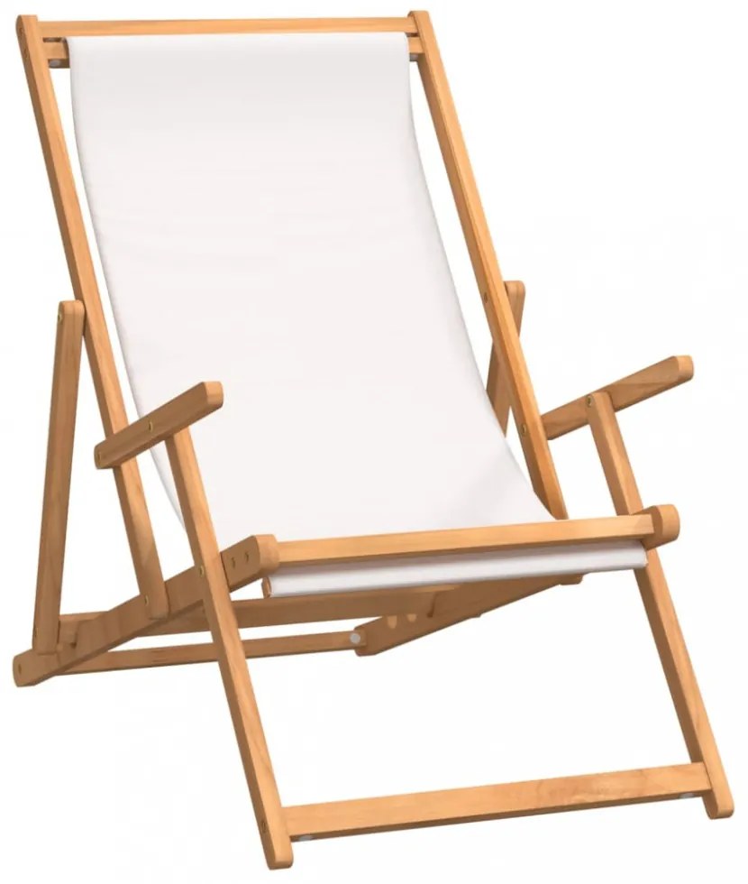 krémszínű tömör tíkfa összecsukható strandszék