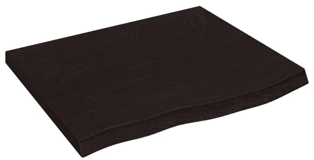 sötétbarna kezelt tömör tölgyfa fali polc 60x50x(2-4) cm