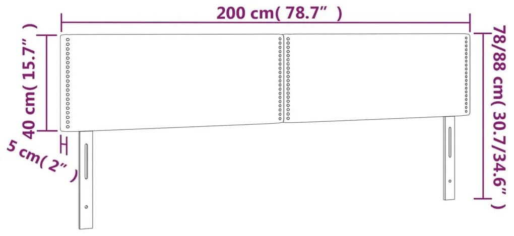 fekete műbőr LED-es fejtámla 200 x 5 x 78/88 cm