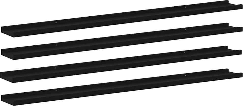 vidaXL 4 db fekete fali polc 115 x 9 x 3 cm