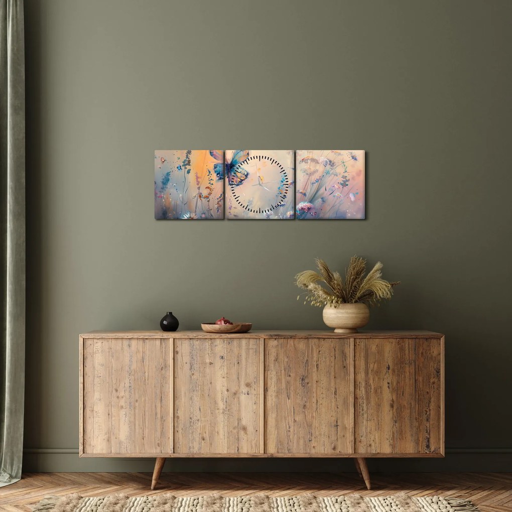 Kép - Rét pillangóval II (órával) (90x30 cm)