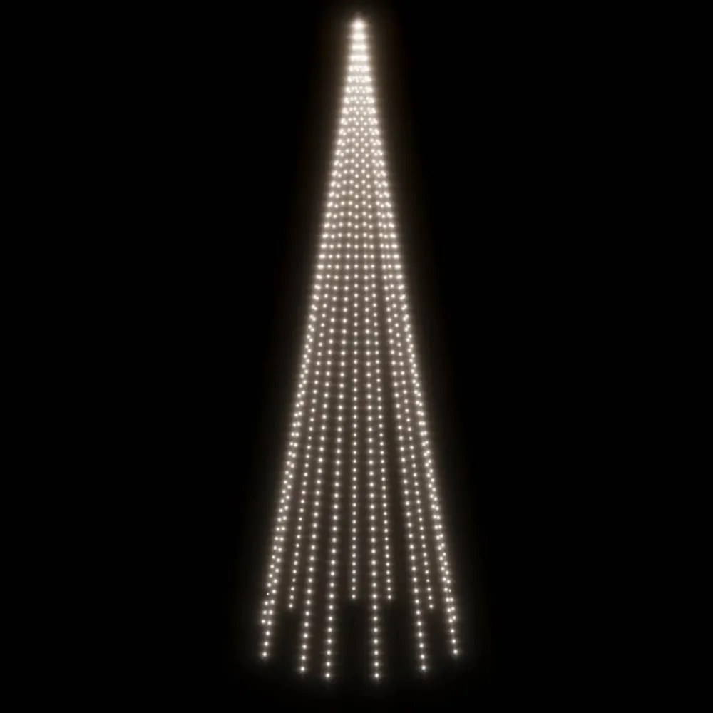 karácsonyfa zászlórúdon 732 hideg fehér LED-del 500 cm