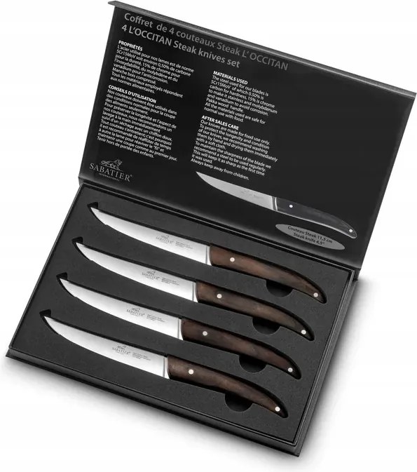 Occitan steak késkészlet Sabatier 4 db 11,5 cm inox fa