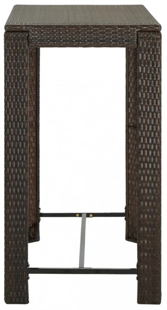 barna polyrattan kerti bárasztal 100 x 60,5 x 110,5 cm