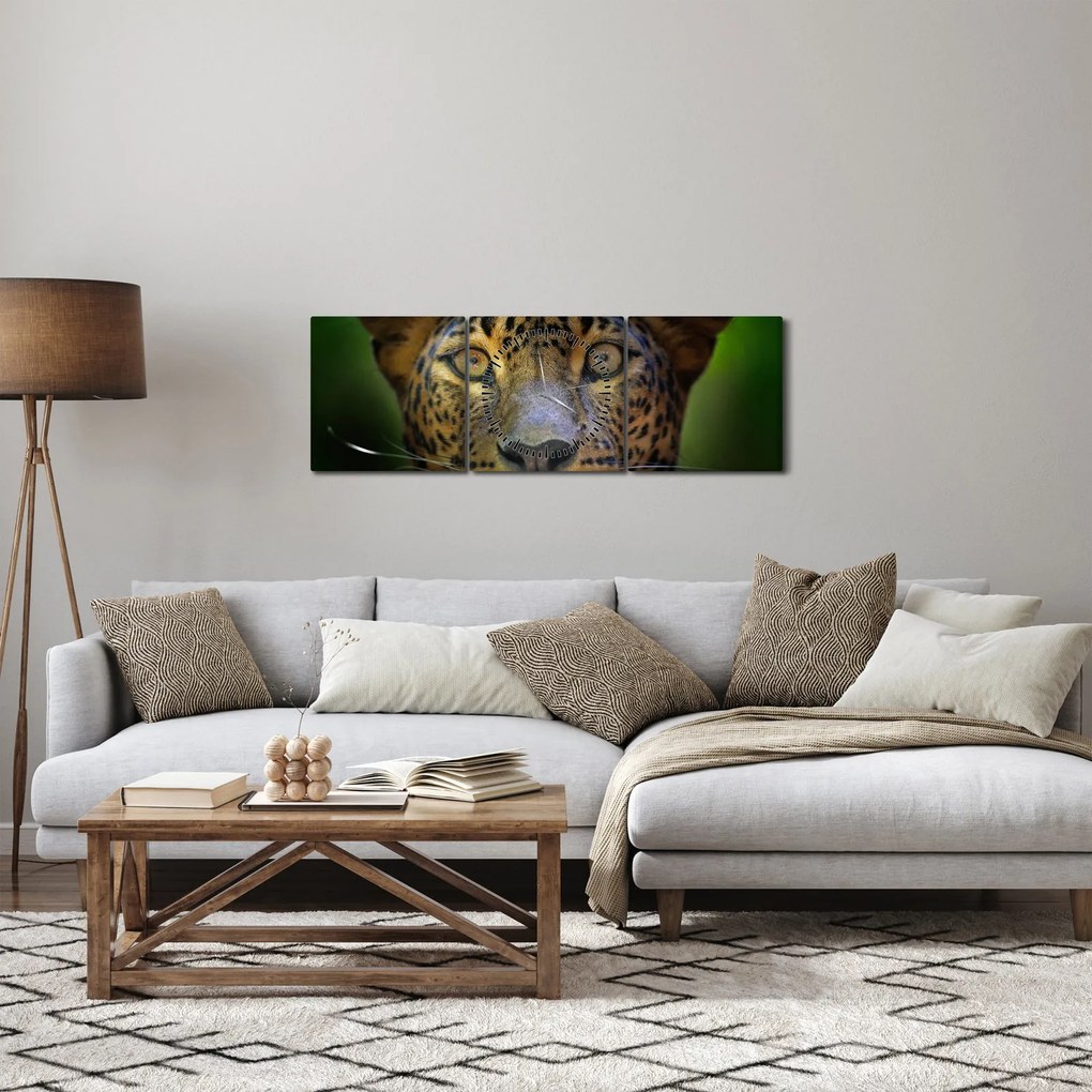 Kép - Leopárd portré, Sri Lanka (órával) (90x30 cm)