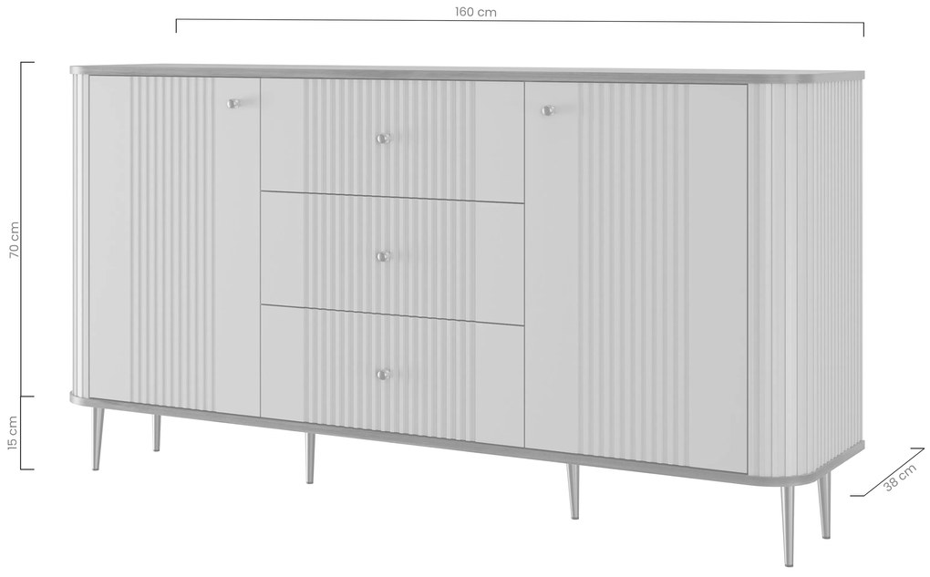 Versper komód 160 cm - kasmír / diófa / fekete lábak