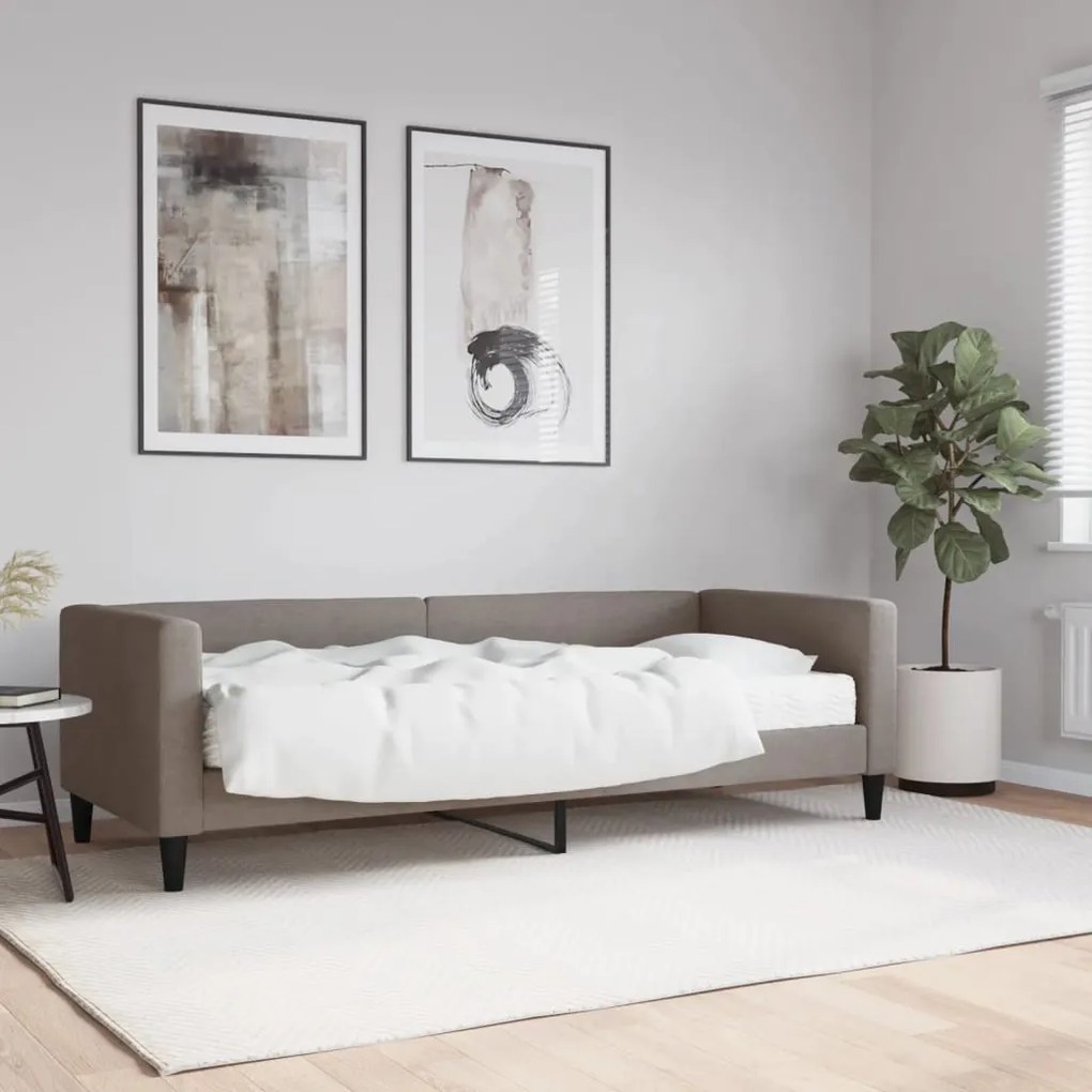 tópszínű szövet kanapéágy matraccal 80 x 200 cm