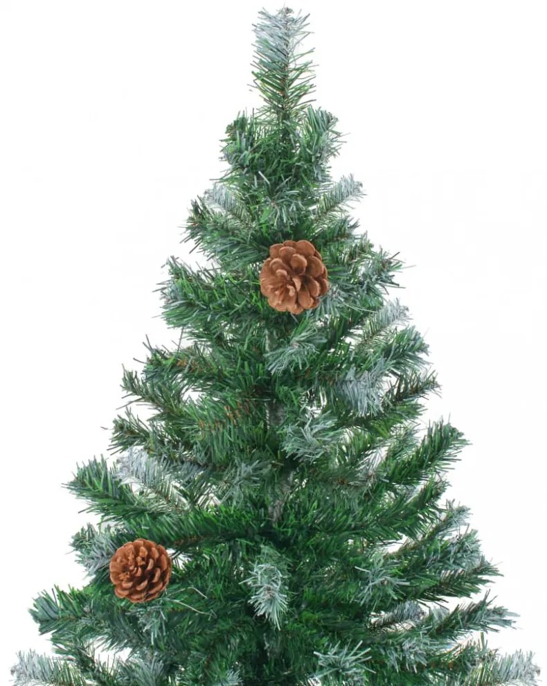 zúzmarás megvilágított karácsonyfa gömb szettel/tobozzal 150 cm