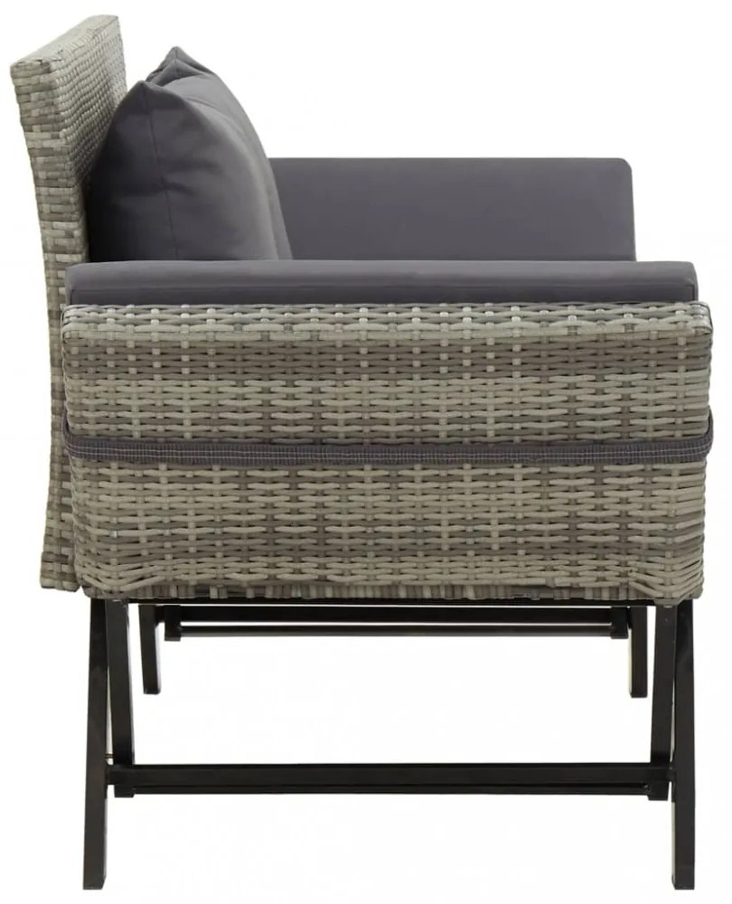 szürke polyrattan kerti pad párnákkal 176 cm