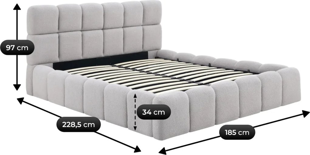 Franciaágy szürke szövet boucle kárpittal. 160x200 MURCJA