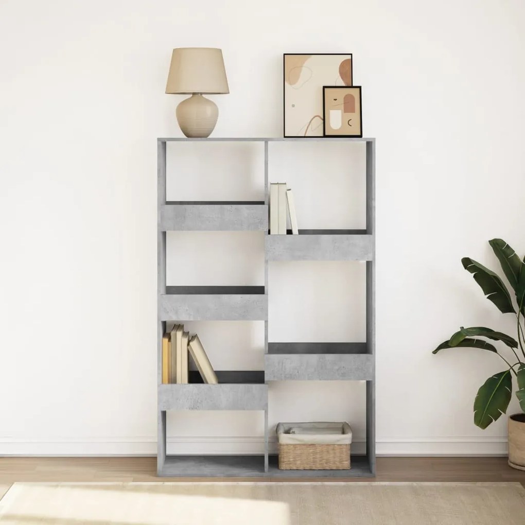 betonszürke szerelt fa könyvespolc 100 x 33 x 155,5 cm