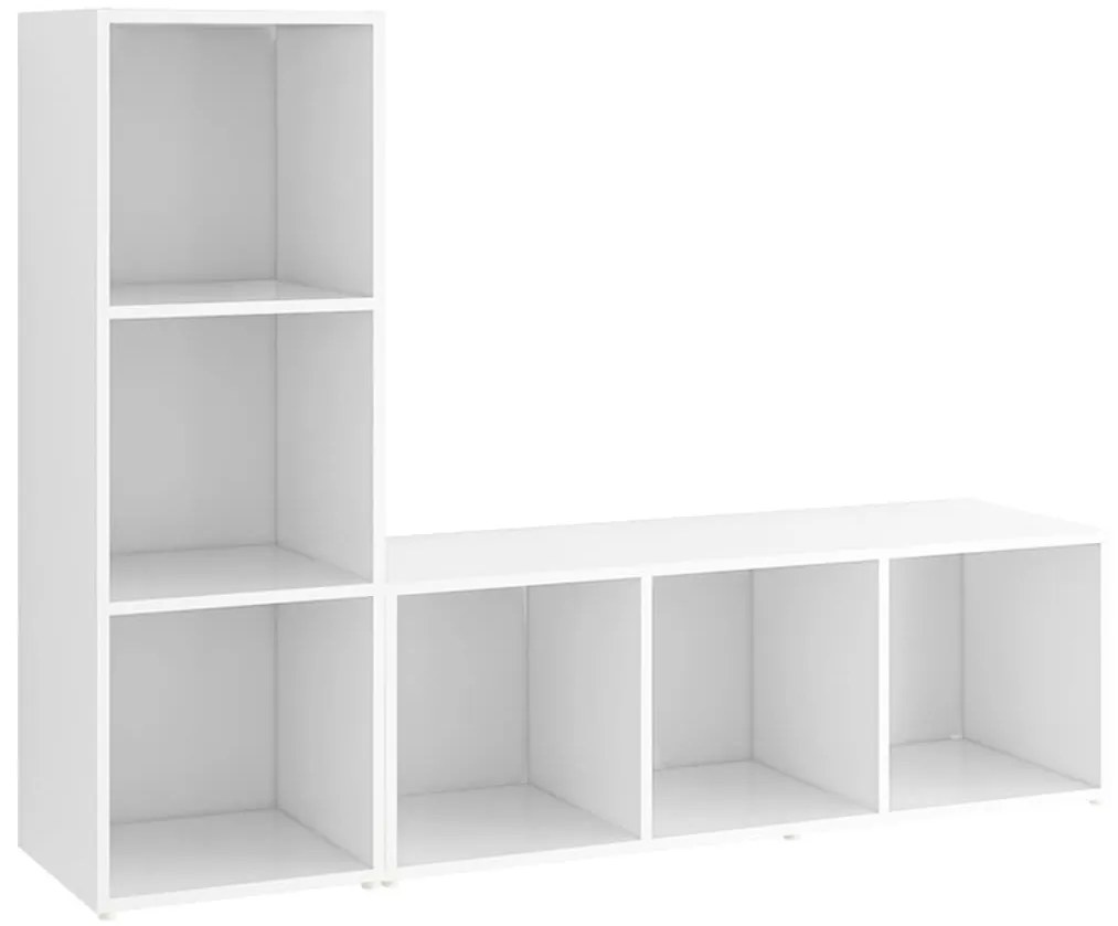 2 db fehér szerelt fa TV-szekrény 107 x 35 x 37 cm