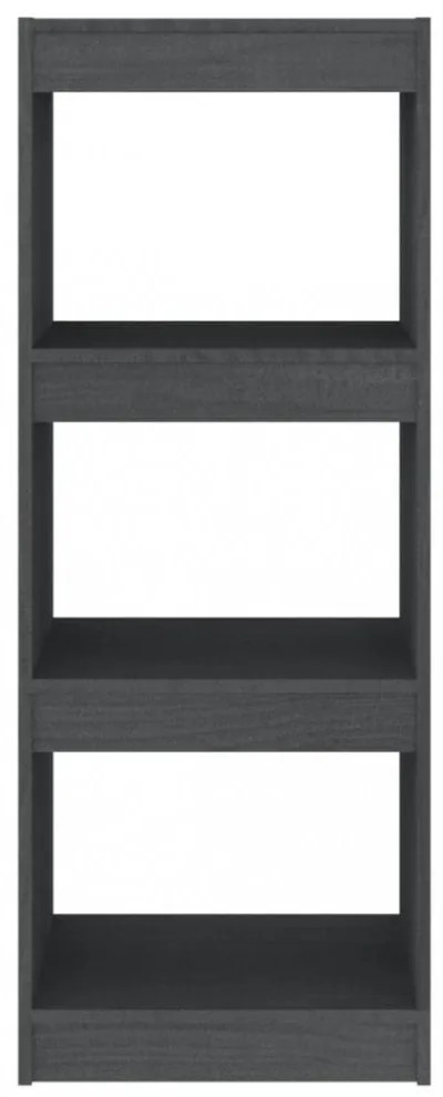 szürke tömör fenyőfa könyvszekrény/térelválasztó 40x30x103,5 cm