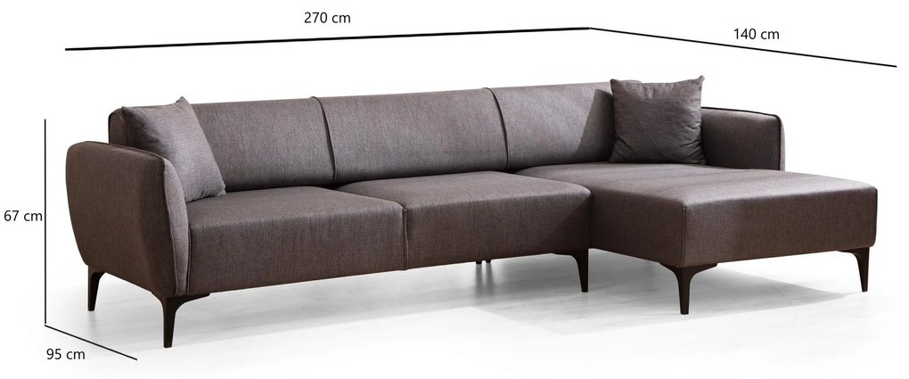 Sarokkanapé Belasemma (J) (sötétszürke + fekete). 1106787