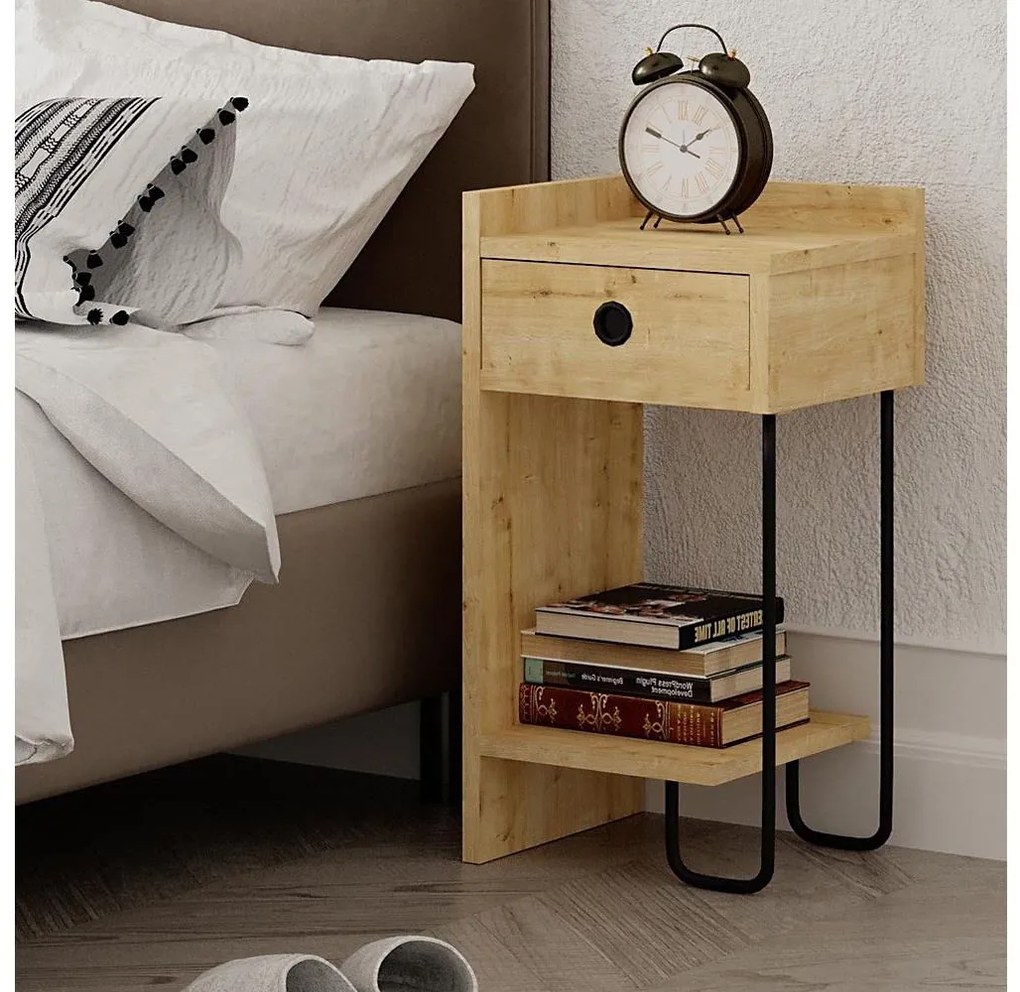 Éjjeli szekrényke CACTUS 60x29,5 cm bézs/fekete