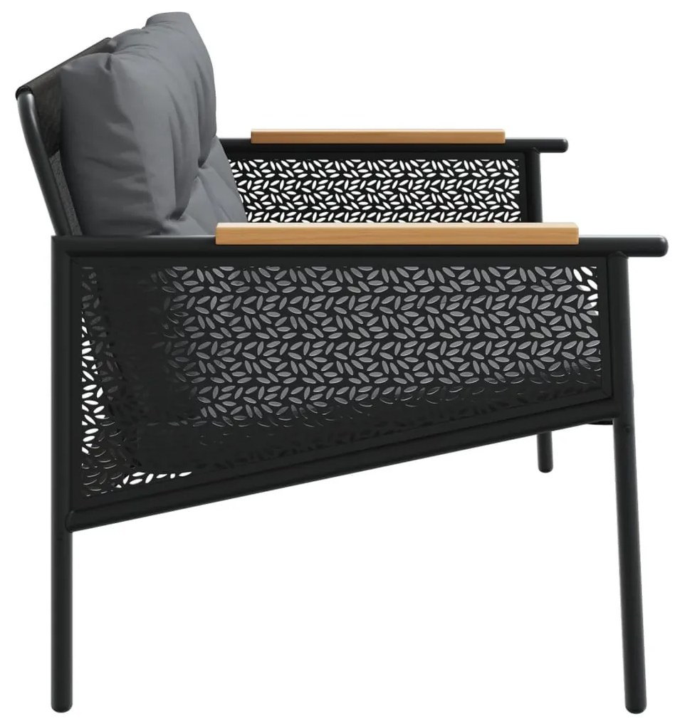 fekete acél kerti pad párnákkal 116 cm