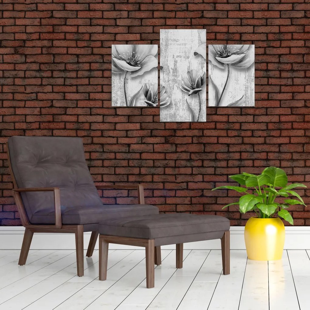 Kép - Fekete-fehér virágok a háttérben (90x60 cm)