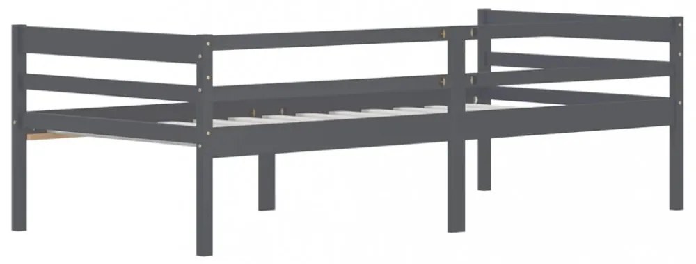 sötétszürke tömör fenyőfa ágykeret 90 x 200 cm