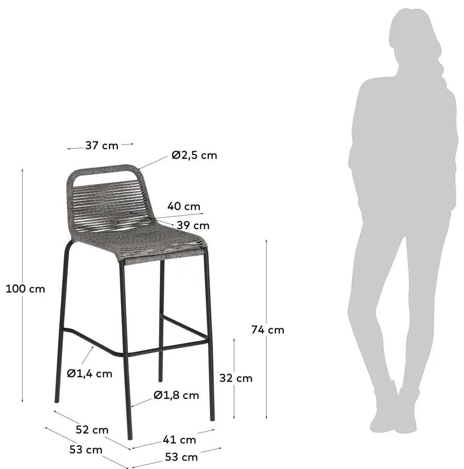 Glenville sötétszürke acélszerkezetű bárszék, magasság 74 cm - Kave Home